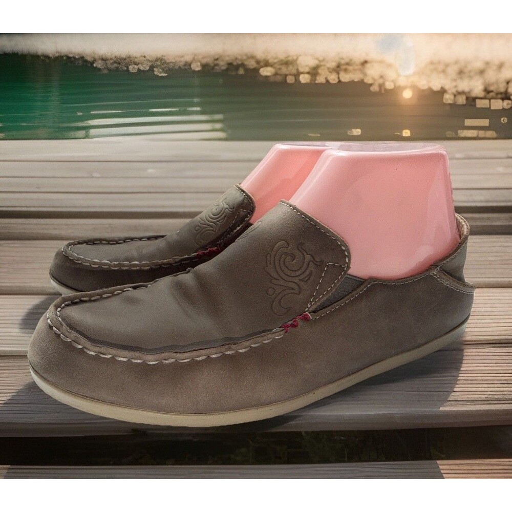 Womens Olukai Nohea Nubuck Leather Brown Loafers Sz 9 M